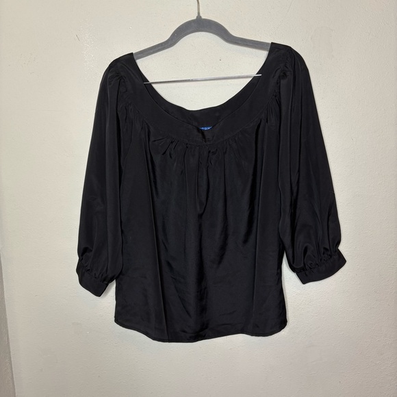 NWT Maeve (Anthropologie) Black Blouse with Gathered Sleeves XS - Picture 1 of 8